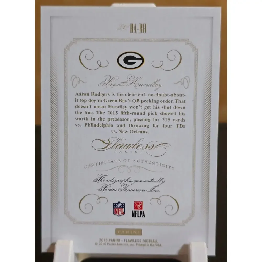 2015 Panini Flawless Brett Hundley Auto (No# 1/20)